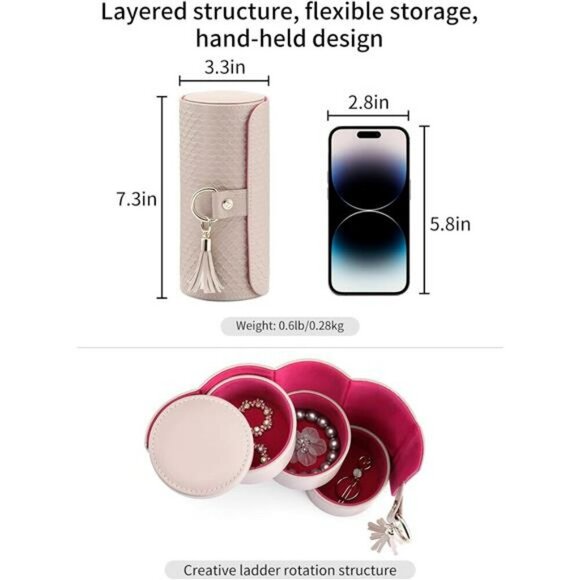 Travel Jewelry Organizer Box Small Portable PU Leather Case for Women Gift - Picture 3 of 7